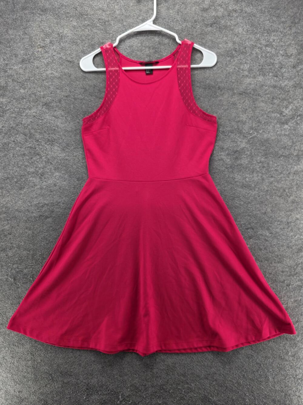 H&M Dress Womens M Pink Fit & Flare Short Sleeveless Solid Jersey Stretch